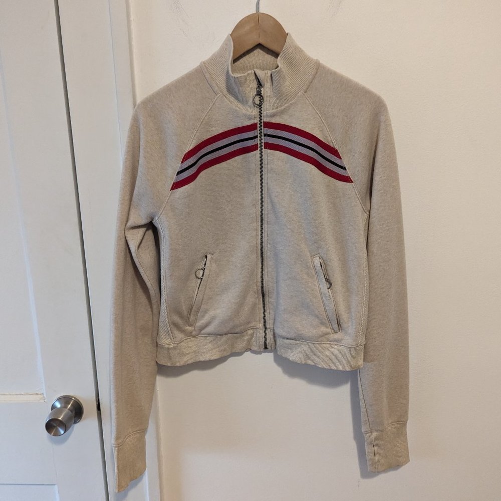 FP Movement by Free People Cream Zip-Up Jacket with Red and Pink Stripes - Picture 3 of 16